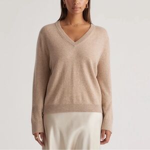 Quince Mongolian Cashmere Relaxed V Neck Sweater